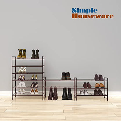 Simple Houseware 3-Tier Stackable Mesh Shoe Rack, Bronze - color: Bronze, style: Mesh Panel