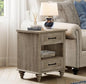 WAMPAT Side Table Nightstand with Charging Station, Farmhouse End Table with Drawer & Shelf for Living Room, Retro Night Stand Light Wood Bedside Table for Bedroom, Grey - color: Grey