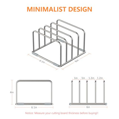 KORRTFID Cutting Board Holder Stand, Chopping Board Storage Rack, Cutting Board Organizer, 304 Stainless Steel Chopping Board Holder, Cookie Sheets Organizer 1.0+1.2 Inch Width Slots (2 PCS) - size: 1.0+1.2 in Slot (2pcs)