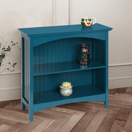 eHemco 2 Tier Bookcase with 2 Arched Supports, 29 Inches, Blue - color: Blue, size: 2 Tier