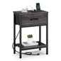 Vagusicc Nightstand with Charging Station, End Table with Fabric Drawer, Small Side Table with 2-Tier Storage Shelves, 25.4" Tall Night Stand, Bedside Table for Bedroom, Living Room, Dorm, Black Oak - color: Black Oak (1 Pack)