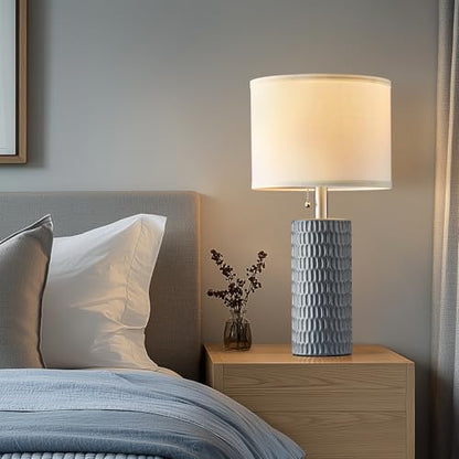Reaketon Table Lamps for Living Room Set of 2, Ceramic Table Lamps for Bedroom, 20" Modern Lamps for Night Stands, Grey - color: Gray