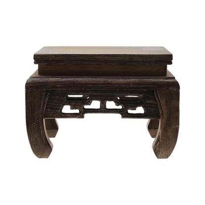 Wooden Display Stand Base Wood Carved Craft Pedestal, 4.72" x 4.72" | Traditional Wooden Base, Oriental Antique Display Riser, Square Pedestal Stands for Vase, Crystal Ball, Teapot, Flower Pot - size: Square, 4.72" x 4.72"
