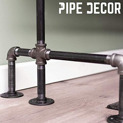 PIPE DECOR Industrial Pipe Desk Leg Set, Modern Home Office Writing or Computer Base Kit, Dark Grey Unfinished Steel Metal Pipe Legs, M-Desk Style - size: M Desk Unfinished 3/4-in and 1/2-in