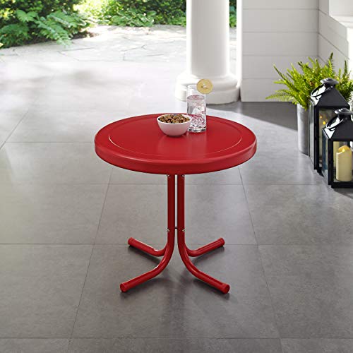 Crosley Furniture Griffith Weather Resistant Retro Metal Outdoor Side Table for Patio, Deck, Porch, Red - color: Red