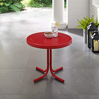 Crosley Furniture Griffith Weather Resistant Retro Metal Outdoor Side Table for Patio, Deck, Porch, Red - color: Red