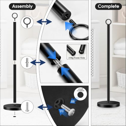 TACGEA Toilet Paper Holder Stand(with Reserve Function), Free-Standing Spare Rolls Storage Holder, Stainless Steel Matte Black - color: Matte Black (With Top Ring)
