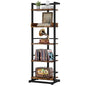 Hosfais Book Shelf Narrow Bookshelf: 5 Tier Wood Bookcase with Metal Edge Protection Industrial Modern Bookshelf Book Storage Organizer for Living Room Bedroom Home Office (Rustic Brown) - color: Brown