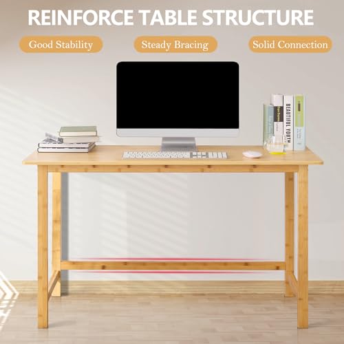 Nnewvante 47 Inch Computer Desk, Bamboo Writing Desk, Modern Simple Work Desk for Home Office, Gaming Desk Study Table - size: 47''-Bamboo