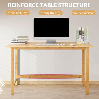Nnewvante 47 Inch Computer Desk, Bamboo Writing Desk, Modern Simple Work Desk for Home Office, Gaming Desk Study Table - size: 47''-Bamboo