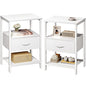 Huuger Nightstand Set of 2, Night Stand with Fabric Drawer, Mesh Shelf, Side Table with Storage, Fabric Drawer Dresser, Open Shelf, Metal Frame, Bedroom, White - color: White
