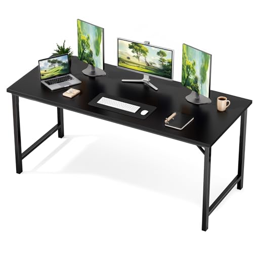 Sweetcrispy Small Computer Desk, 63" Office Writing Desk with Metal Frame & Wooden Top, X-Shaped Reinforcement, Student Study Home Bedroom Table, Black - color: Black, size: 63-Inch