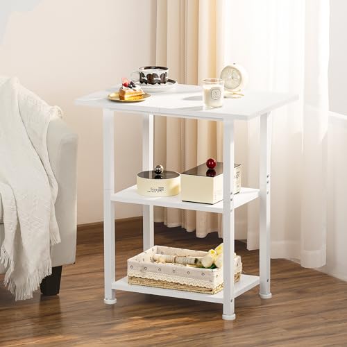 Lerliuo 3-Tier Printer Stand, Industrial Mobile Printer Table with Storage Shelf and Steel Frame, Rolling Printer Cart Holder with Lockable Wheels for Home, Office (White) | White Mobile Printer Cart Holder for Home Office, Lockable Wheels, Open Storage S