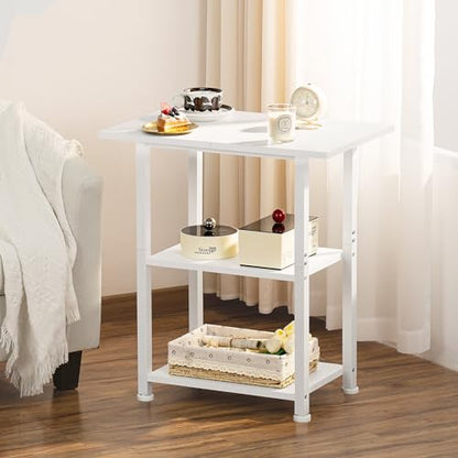 Lerliuo 3-Tier Printer Stand, Industrial Mobile Printer Table with Storage Shelf and Steel Frame, Rolling Printer Cart Holder with Lockable Wheels for Home, Office (White) | White Mobile Printer Cart Holder for Home Office, Lockable Wheels, Open Storage S