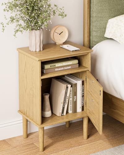 Nightstand, Boho Night Stand with 1 Drawers, Modern Side Accent Table with Open Shelf, Wooden Top Bedside End Table for Bedroom, Living Room, Yellow Oak - color: Yellow Oak