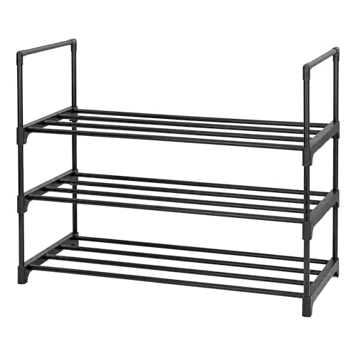 Shoe Rack Organizer, 3-Tier Reversible Metal Space Saving Shoe Storage Shelf - for Entryway, Closet, Front Door, Bedroom, Garage & Corridor-Closet Organizer, Garage Storage Shelves - size: 3-Tier