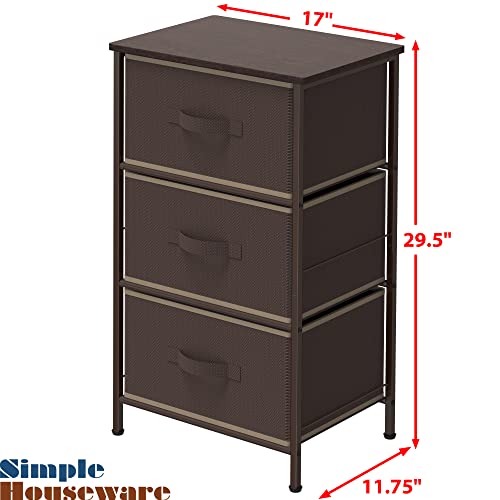Simple Houseware 3 Drawer Nightstand Dresser with Wood Top, Brown - color: Brown, size: 3 Drawers