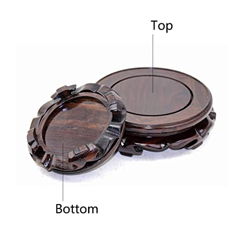 Oriental Furniture Wooden Display Stand Base Lotus Pedestal Vase Base Table Lamp Teapot Base Black Catalpa Furniture Stable Home Decoration Size4 (5.43x1.78in)
