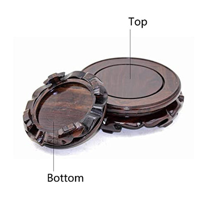 Oriental Furniture Wooden Display Stand Base Lotus Pedestal Vase Base Table Lamp Teapot Base Black Catalpa Furniture Stable Home Decoration Size7 (3.74x1.38in)