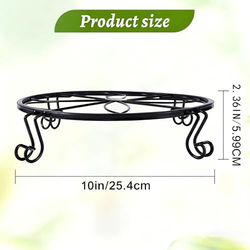 2 Pack Heavy Duty Metal Plant Stands, 10 Inch Round Flower Pot Holders, Rustproof Iron Planter Risers for Indoor Outdoor Use, Patio, Balcony, Garden and Living Room, Black(10IN2PCS) - size: 10 inch - 2 pack