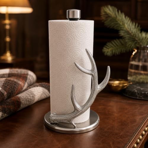 Arthur Court Antler Paper Towel Holder - Decorative Aluminum Metal Stand for Kitchen - 18 Inch Tall - size: Antler