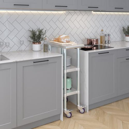AmGood Stainless Steel Work Table with 2 Shelves and Casters | Metal Utility Table On Wheels (Stainless Steel Work Table with 2 Shelves + Casters, 12" Long x 24" Deep) - size: 12" Long x 24" Deep
