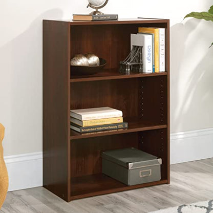 Sauder Beginnings 3-Shelf Bookcase, Bookshelf with Adjustable Storage Shelves, in Brook Cherry finish - color: Brook Cherry