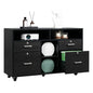 VINGLI Wood Mobile File Cabinet with 4 Drawers and Shelves, Printer Stand with Open Storage, Locking Lateral Filing Cabinet for Home Office, Black - color: Black