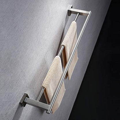Miyili 24-Inch Bathroom Double Towel Bar Brushed Stainless Steel Bath Towel Rack Holder Wall Mount, A02N60B - color: Brushed Steel, size: 24-Inch