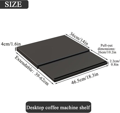 Microwave Countertop Stand,Expandable Tabletop Shelf - Length Adjustable(L 15.3~24.4in),Carbon Steel Pull-Out Microwave Oven Shelf with Drawer for Kitchen Coffee Machine,Oven Appliance Storage(Black)