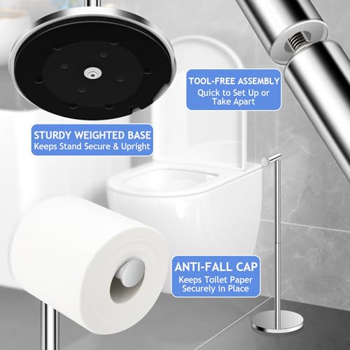 TACGEA Toilet Paper Holder Stand, Bathroom Toilet Paper Roll Holder Stainless Steel, Storage for 4 Rolls of Toilet Tissue, Silver - color: Silver