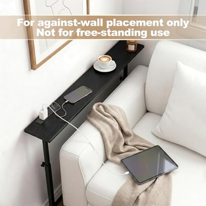 Faesun 33.5 Inch Behind Couch Table, 24"-32" Adjustable Height Range, Behind The Couch Table with Outlet, Adjustable Console Table, Narrow Long Sofa Table, for Living Room, Small Black - color: Black, size: 33.5"w x 5.9"d (C-shaped)