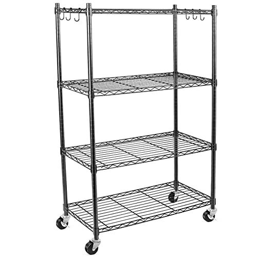 WDT Shelving Storage Units on Wheels Casters, Adjustable Heavy Duty Metal Shelf Wire Storage Rack for Home Office Garage Kitchen Bathroom Organization,36" Wx14 Dx57 H - size: 4Tier 36"W x 14"D x 57"H