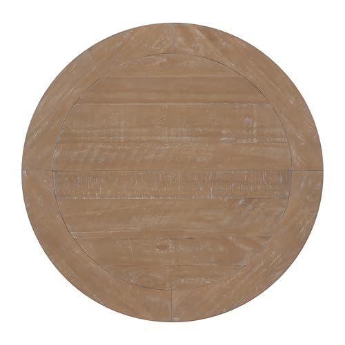 Martin Svensson Home Napa Solid Wood Pedestal End Table, White & Driftwood | Farmhouse Rustic, Pine Wood, Round Side Table, Nightstand, 2" Plank Top, for Living Room or Bedside, 26" W x 26" D x 25" H - color: White and Driftwood
