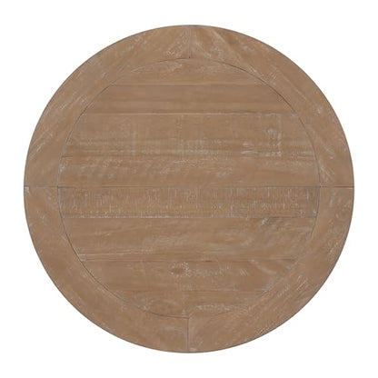 Martin Svensson Home Napa Solid Wood Pedestal End Table, White & Driftwood | Farmhouse Rustic, Pine Wood, Round Side Table, Nightstand, 2" Plank Top, for Living Room or Bedside, 26" W x 26" D x 25" H - color: White and Driftwood