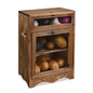 Ikee Design Free Assemble Wood Countertop Potato and Onion Storage Cabinet | Pine wood countertop cabinet with removable shelf stores bread, potatoes, onions and pantry essentials; fully assembled. - color: Rustic Brown, 2 Door