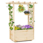 Giantex Raised Garden Bed with Sided Trellis & Hanging Roof, Wood Planter Box, Freestanding Garden Planter Raised Bed for Flowers Herbs Climbing Vines 31”x16”x41” (L x W x H) - color: Natural, size: 31”x16”x41”