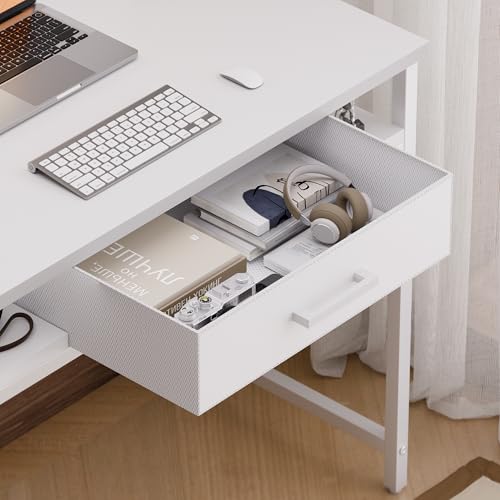 Pamray 32 Inch Small Computer Desk with Drawers for Bedroom Small Spaces | Compact, Sturdy, Easy Assembly, Mini, Suitable for Dorm and Apartment, Study and Writing - color: Red