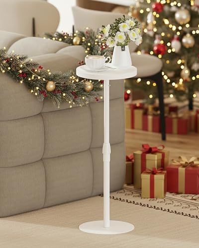 TUTOTAK Tall Round Side Table, Small End Table, Drink Table, Pedestal Table | for Small Spaces, Accent Nightstand, livingroom, Bedroom, White TB01BW096 - color: White, size: 1 Pack, style: Adjustable