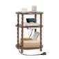 MaxSmeo Side Table with Charging Station, 3-Tier Small End Table with USB Ports and Outlets, Modern Oval Night Stand Accent Table for Living Room, Bedroom, Rustic Brown - color: Rustic Brown Charging Station