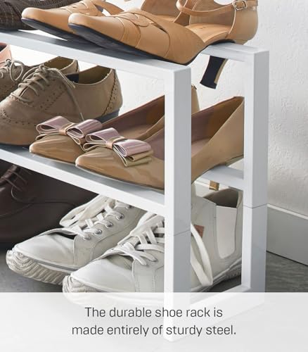 YAMAZAKI Home Expanding Shoe Rack, Metal, Adjustable Steel One Size White - color: White, size: Double