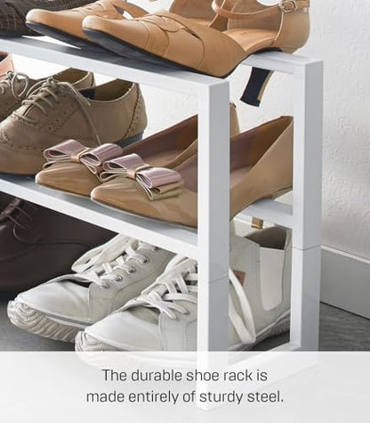 YAMAZAKI Home Expanding Shoe Rack, Metal, Adjustable Steel One Size White - color: White, size: Double