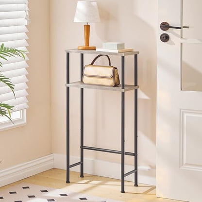 HOOBRO Narrow Console Table for Small Space, 15.7" Entryway Table with Storage, 2 Tier Sofa Table with 2 Shelves, Skinny Console Table for Entryway, Hallway, Living Room, Greige and Black BG40XG01 - color: Greige + Black