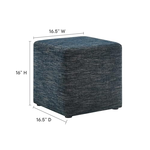 Modway 17" Square Woven Heathered Fabric Upholstered Upholstered Ottoman - color: Heathered Weave Azure