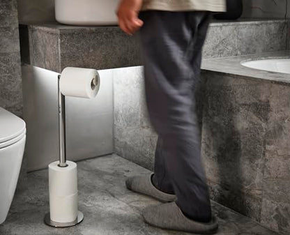 Joseph Joseph EasyStore Luxe 2 in 1 Free-Standing Toilet Paper Holder Stand, Premium Stainless Steel, Up to 4 Toilet Roll Storage - style: Stand