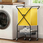 Convenient Laundry Basket with Wheels,36" High Easy Rolling Laundry Cart with Wheels,Heavy Duty Dirty Clothes Laundry Hamper with Handles Removable Bag for Seniors,Folding Metal Frame/Yellow/98L - color: Yellow