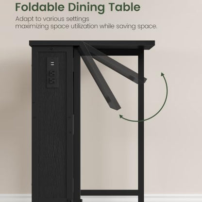 CHOEZON Folding Desk with Power Outlets, 31.5" Rolling Computer Table with Wheels, Portable Office Desk with Storage Shelf for Small Spaces Black TDN01UBB - color: Black