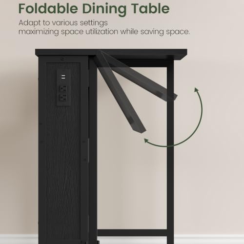 CHOEZON Folding Desk with Power Outlets, 31.5" Rolling Computer Table with Wheels, Portable Office Desk with Storage Shelf for Small Spaces Black TDN01UBB - color: Black