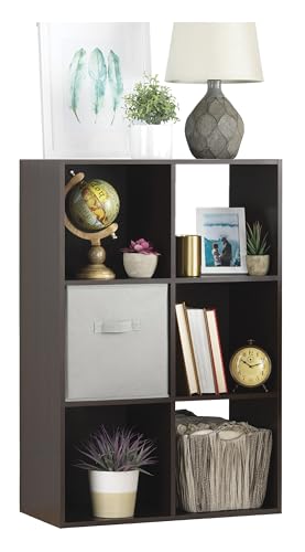 Whitmor 6 Cube Bookcase, 3 Tier Stackable MDF Bookself, Open Storage Display Organizer, Storage Cabinet for Living Room, Bedroom, Home, Office, 23.7" L x 11.7" W x 35.2" H, Espresso - color: Espresso, size: 6 Cube, 3 Tier