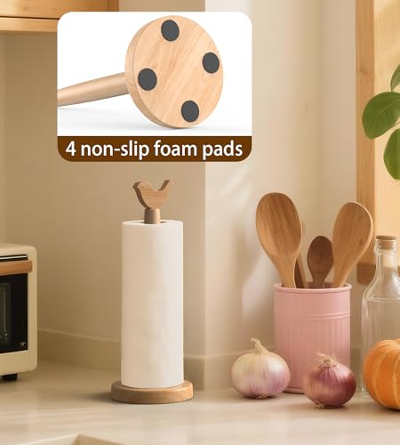 Cute Wooden Paper Towel Holder Stand - Kitchen Paper Hanger Rack Bathroom Towel Roll Stand Organizer Simply Standing Countertop Paper Roll Holder, Bird - size: Standard, style: Bird